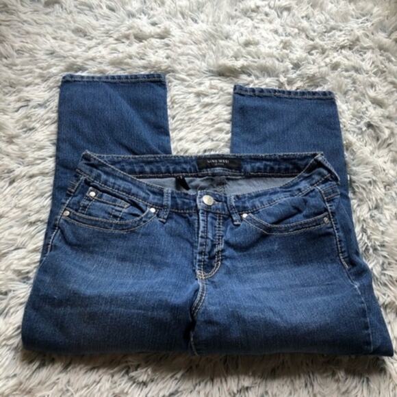 Nine West Cropped Straight Cut Blue Midrise Denim Jeans Size 8 - Picture 6 of 9